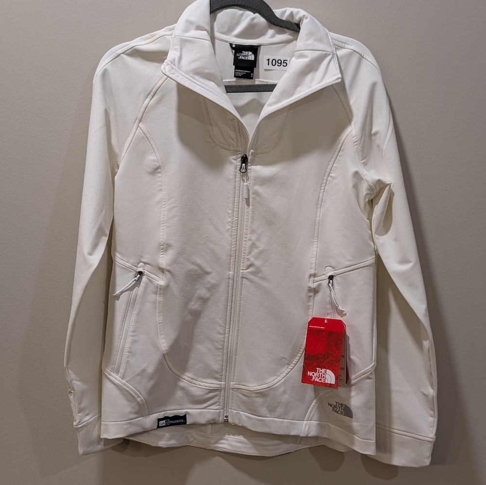 The North Face Women's White Jacket Wind Wall Protection Size Medium Safeco Logo